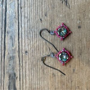 Elegant Pink and Silver Beaded Earrings